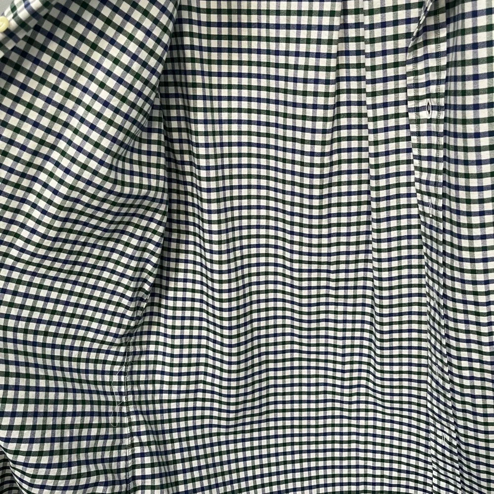 Ralph Lauren Button Down Shirt Green Blue Flesh Pony Men's MEDIUM Gingham Check